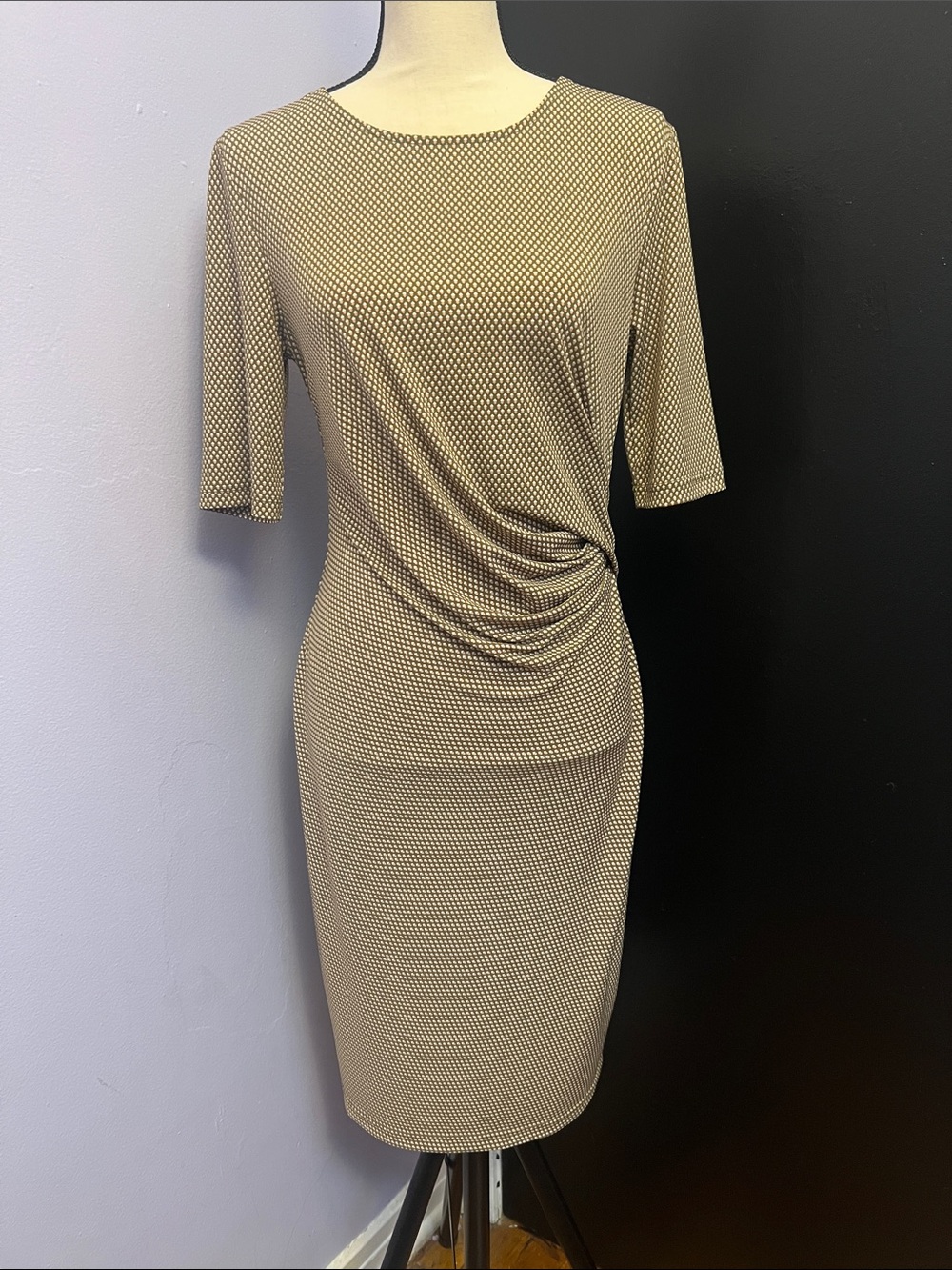 Banana Republic Beige Olive Pink Twist-Detail Midi Dress